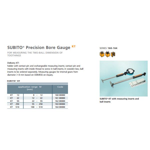 Schwenk 16200000 Precision Bore Gauge KT55 Range 22-55mm For Measuring the Two-Ball Dimension of Toothings