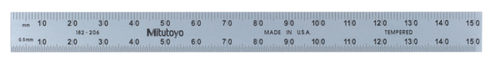 Steel Rule, Fully-Flexible Rule 150mm/6", Metric/Inch 182-206