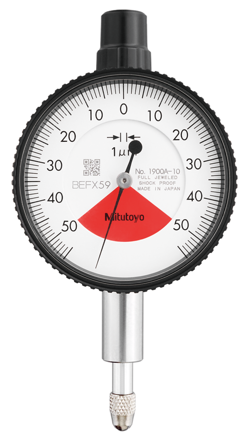 Dial Gauge, Flat Back, ISO Type One Revolution, Jewelled Bearing, Shock- & Dustproof, 0,1mm, 0,001mm 1900AB-72