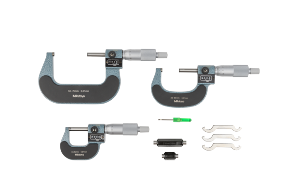 Mitutoyo Digit Outside Micrometer Set 0-75mm (3 pcs.) 193-901