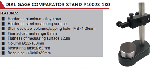 P10028-180 Dial Gage Comparator Stand Steel Anvil