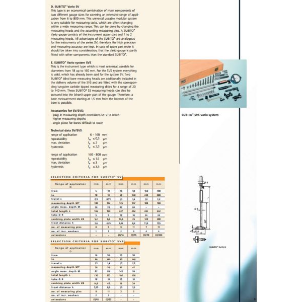Schwenk Individual bore gauge 11100000 Dial Bore Gauges type SU Metric Range 160-360mm with steel pins, Without Indicator. Measuring depth 230mm, 7 anvils
