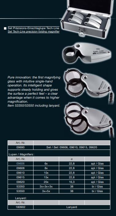 SCHWEIZER 09608 Tech-Line precision folding magnifier 8x