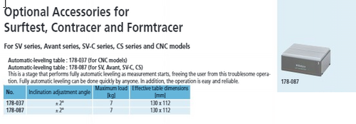 2D Auto-Leveling Table for CNC Surftest and Formtracer 178-037