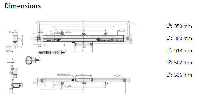 Linear Scale AT113 350mm 539-206-30