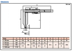 Mitutoyo Vernier Caliper Long Jaw, Fine Adjust. 0-750mm/0-30", 0,02mm, Metric/Inch 534-107