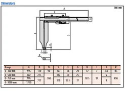 Mitutoyo Vernier Caliper Long Jaw, Fine Adjust. 0-300mm/0-12", 0,02mm/.001", Metric/Inch 534-105