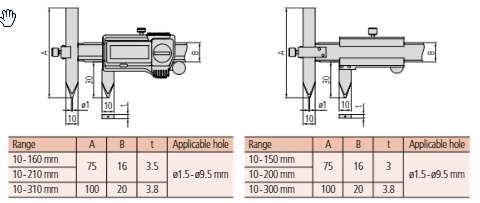 Mitutoyo Vernier Offset Centerline Caliper 10-300mm, 0,05mm, Metric 536-107