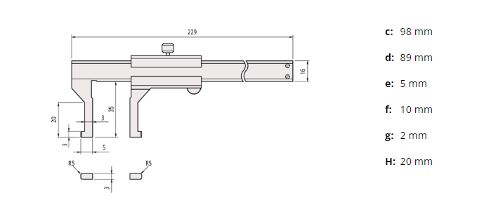 Mitutoyo Vernier Point Jaw Inside Caliper 30-300mm, 0,05mm, Metric 536-147