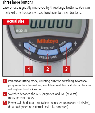 Mitutoyo 543-706B (0.01mm/0.001mm) ABSOLUTE Low Force Digital Indicator ID-CX Flat Back 0-12.7mm (0-0.5″)