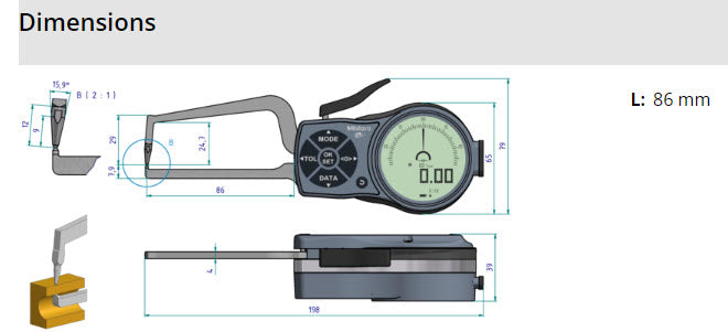 Mitutoyo External Digital Caliper Gauge 209-933 0-20mm (Kroeplin Equivalent K2R20)