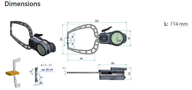 Mitutoyo External Digital Caliper Gauge 209-951, 0-30mm( Kroeplin Equivalent K330)