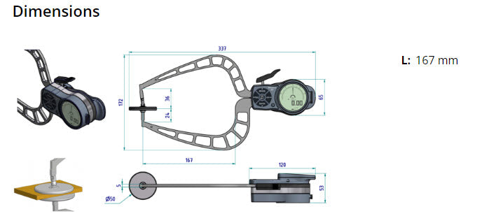 Mitutoyo External Digital Caliper Gauge 209-956, 0-50mm, 50mm Disc (Kroeplin Equivalent K450T) )