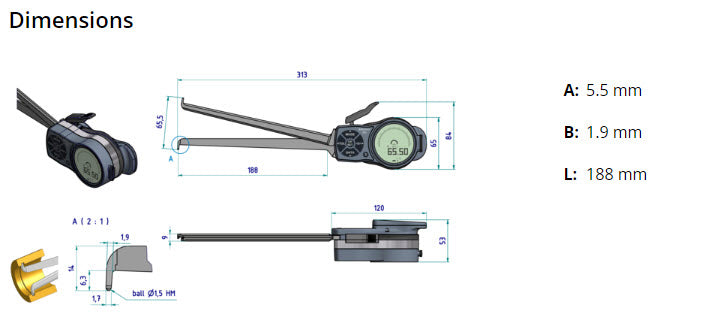 Mitutoyo Internal Digital Caliper Gauge 209-945 , 15-65mm/.6-2.6" (Kroeplin Equivalent L415)