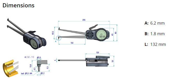 Mitutoyo Internal Digital Caliper Gauge 209-946, 30-60mm ( Kroeplin Equivalent L330)