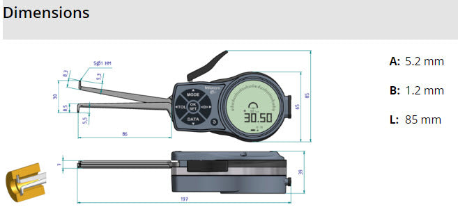 Mitutoyo Internal Digital Caliper Gauge 209-936 , 10-30mm ( Kroeplin Equivalent L210)