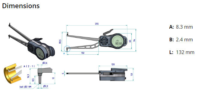 Mitutoyo Internal Digital Caliper Gauge 209-948, 70-100mm/2.75-4" ( Kroeplin Equivalent L370)