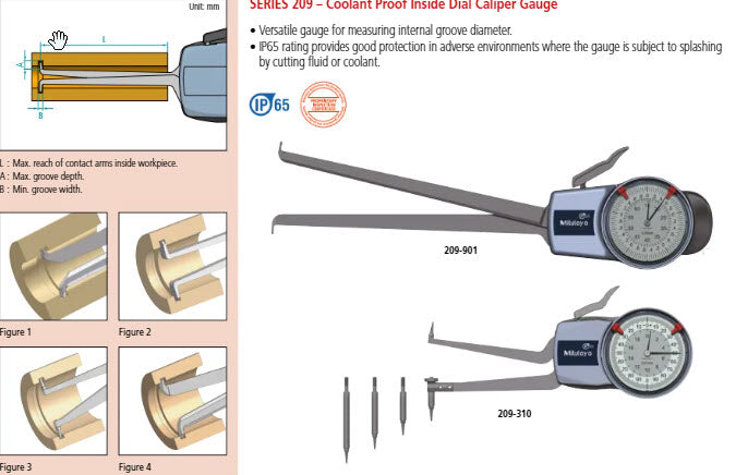 Mitutoyo Metric Internal Dial Caliper Gauge 5-15mm, 0,005mm 209-301 (Kroeplin Equivalent H105)