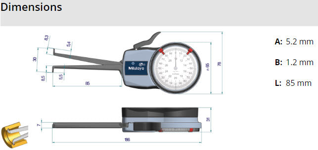 Mitutoyo Metric Internal Dial Caliper Gauge 20-40m 0,01mm 209-303 (Kroeplin Equivalent H220)