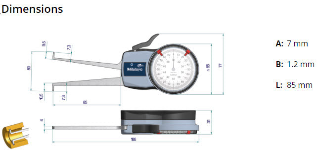 Mitutoyo Metric Internal Dial Caliper Gauge 30-50mm 0,01mm 209-304 (Kroeplin Equivalent H230)