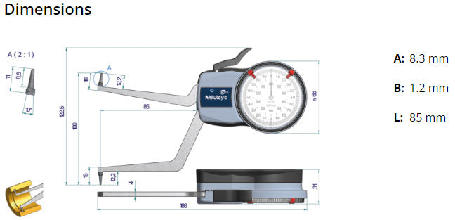 Mitutoyo Metric Internal Dial Caliper Gauge 80-100mm 0,01mm 209-309 (Kroeplin Equivalent H280)