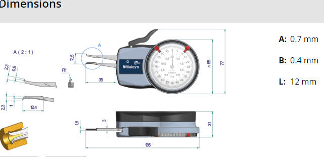 Mitutoyo Metric Internal Dial Caliper Gauge 2.5-12.5mm 0,01mm 209-300 (Kroeplin Equivalent H102)