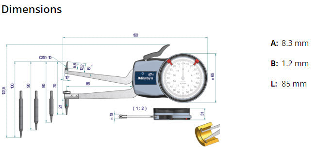 Mitutoyo Metric Internal Dial Caliper Gauge 50-100mm 0,01mm 209-310 (Kroeplin Equivalent H2M50)