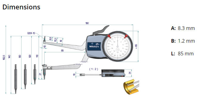 Mitutoyo Metric Internal Dial Caliper Gauge 90-140mm 0,01mm 209-311 ( Kroeplin Equivalent H2M90)