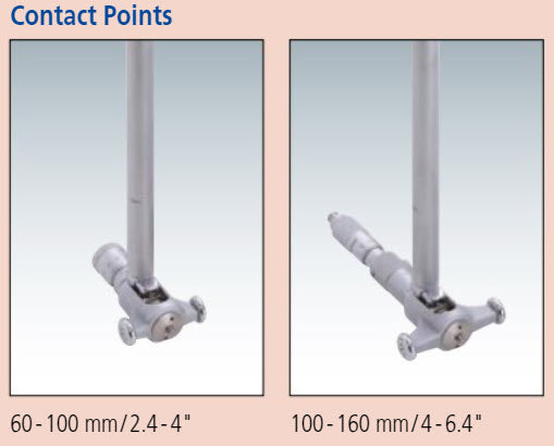 Mitutoyo 2-Point Inside Measuring Instrument Range 10-16" Graduation .0001"  With Micrometer Head 511-856-20