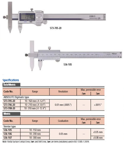 Mitutoyo Vernier Offset Centerline Caliper 10-300mm, 0,05mm, Metric 536-107