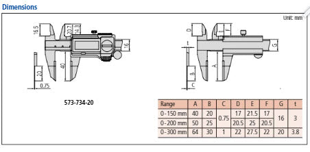 Mitutoyo Vernier Point Caliper 0-200mm, 0,05mm, Metric 536-135