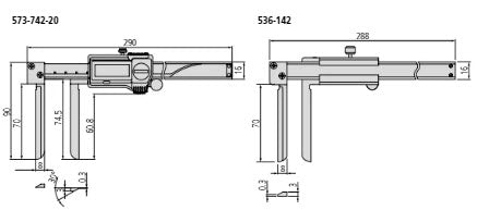 Mitutoyo Digital ABS Knife-Edge Caliper Inch/Metric, 10-200mm/0,4-8", IP67, Thumb Roller 573-742-20