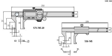 Mitutoyo Digital ABS Inside Caliper Inch/Metric, 10-160mm/0,4-6", IP67, Thumb Roller 573-745-20