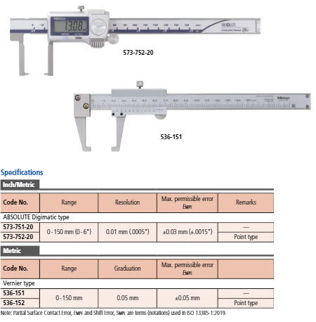 Mitutoyo Digital ABS Neck Caliper Inch/Metric, 0-6", IP67, Thumb Roller 573-751