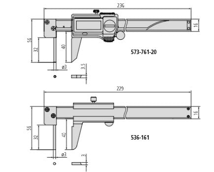 Mitutoyo Digital ABS Tube Thickness Caliper Inch/Metric, 0-150mm/0-6", IP67, Thumb Roller 573-761