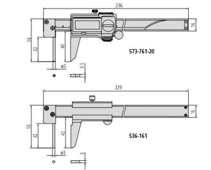 Mitutoyo Digital ABS Tube Thickness Caliper Inch/Metric, 0-150mm/0-6", IP67, Thumb Roller 573-761-20