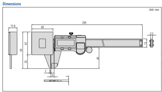 Mitutoyo Digital ABS AOS Caliper, Inch/Metric Constant Measuring Force, 0-7” 573-291-20