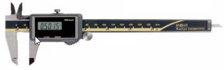 Mitutoyo Digital Solar Caliper, 0-150mm/0-6" No Output, Square Depth Rod & Thumb Roller 500-474