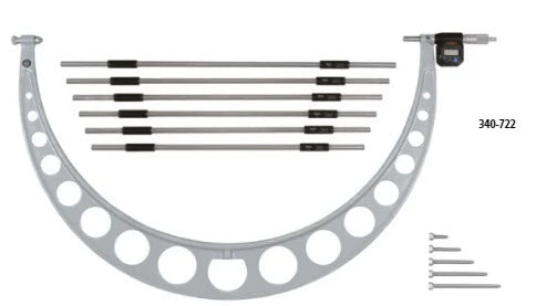 Mitutoyo Digital Micrometer Interchangeable Anvil Inch/Metric, 750-900mm(30-36"), incl. 6 Anvils 340-723