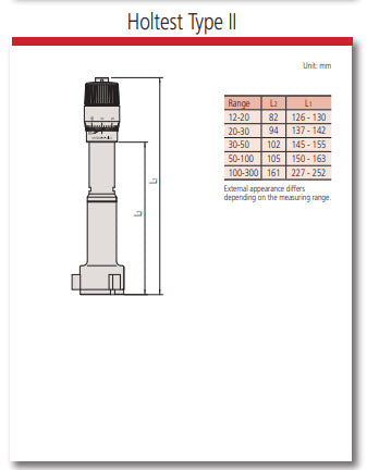 Mitutoyo 3-Point Internal Micrometer Holtest 0,5-0,65", 0,0002", Economy Type 368-864