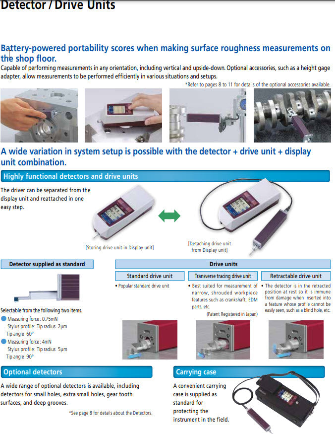 Mitutoyo 178-561-11E Surftest SJ-210 Surface Roughness Tester [inch/mm] “R2µm; .75mN” Range 16mm