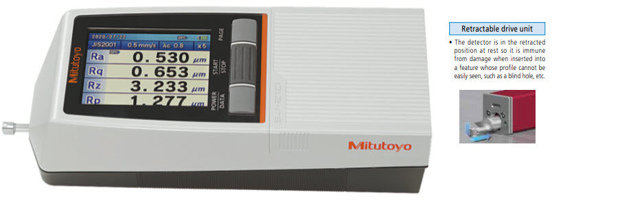 Mitutoyo 178-563-12E Surftest SJ-210 Surface Roughness Tester [inch/mm] R5µm; 4Nm Range 16mm Retractable Type