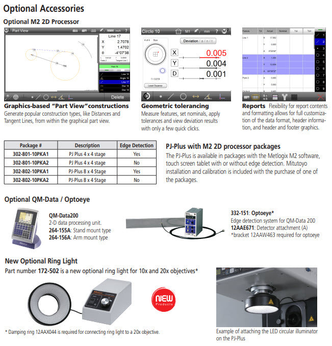 Mitutoyo 302-801-10 Profile Projector PJ-P1010A XY=100×100 mm Resolution .001mm /.00005"