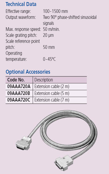 Linear Scale AT715 1100mm/44" Coolant Proof IP67 Absolute Linear Scales 539-818R