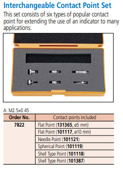 Mitutoyo 7822 Contact Element Set, M2,5x0,45, 6 pcs. , Metric