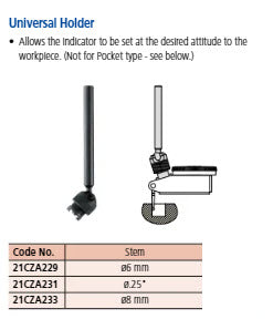 Mitutoyo Universal Holder for Serie 513 D=8mm, Dovetail Groove Item number: 21CZA233