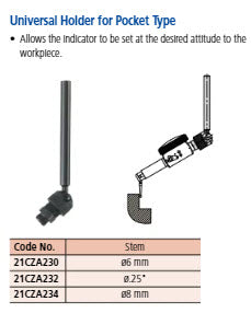 Mitutoyo 21CZA232 Universal Holder for Pocket 513 D=1/4", Dovetail Groove