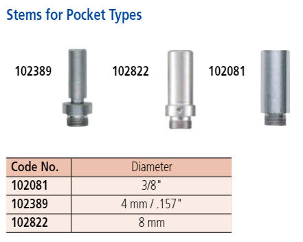 Mitutoyo 102822 Stem for Pocket Dial Test Indicator, Stem 8mm