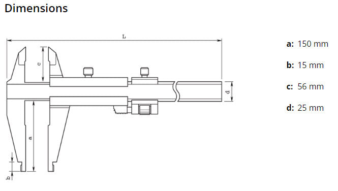Mitutoyo Vernier Caliper, Standard Jaws Nib Style 0-750mm, 0,02mm, Fine Adjust., Metric 533-505