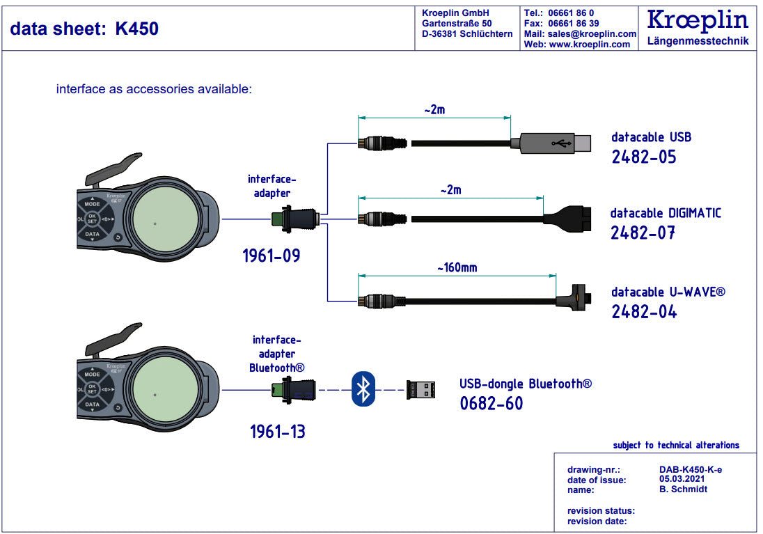 Kroeplin Digital External Caliper Gauge 0-50mm, 0.001mm K450 (Mitutoyo Equivalent 209-954)